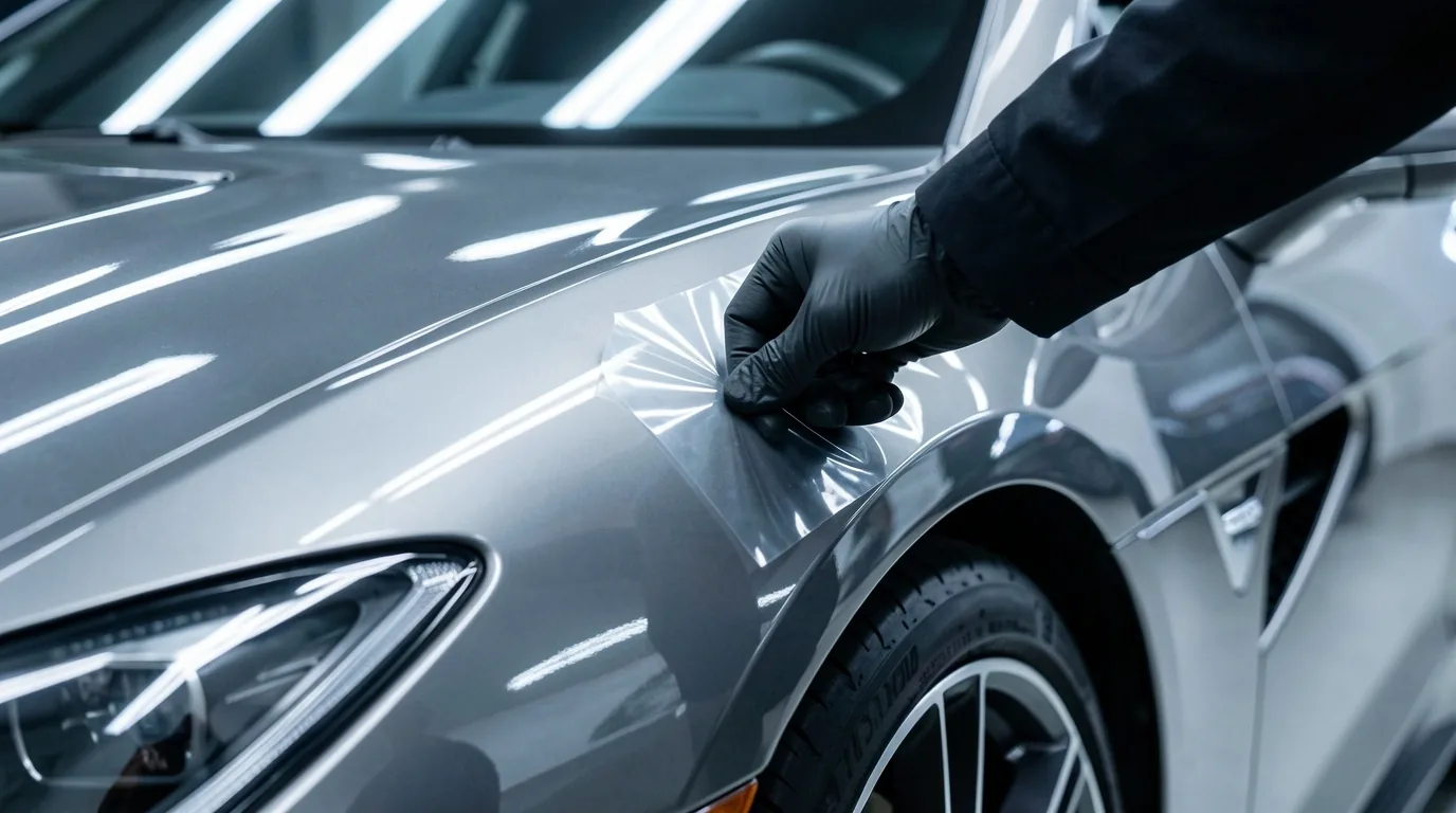 Specjalista detailingowy nakładający powłokę ceramiczną