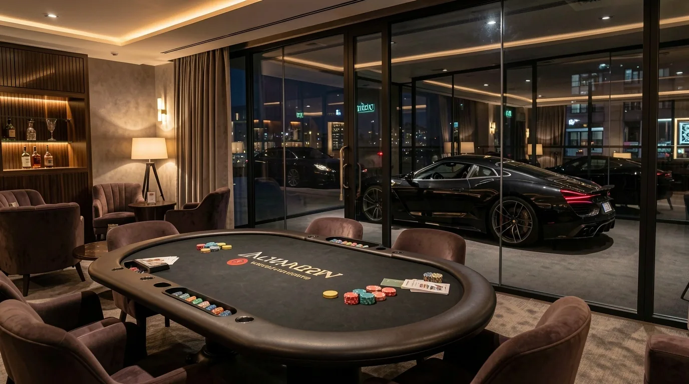 Stół pokerowy w Dom Verelle o nocnej porze