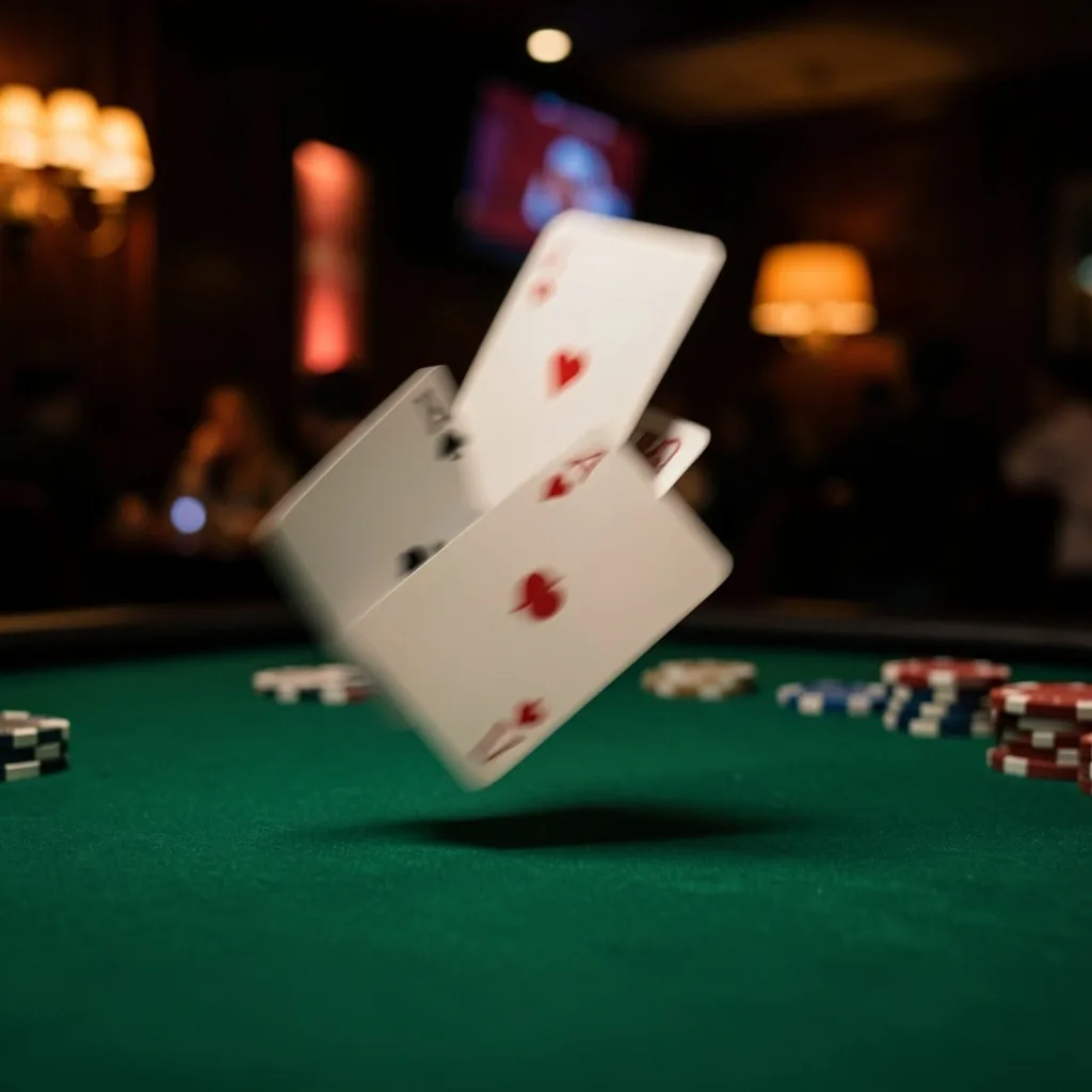 Karty pokerowe w locie podczas tasowania