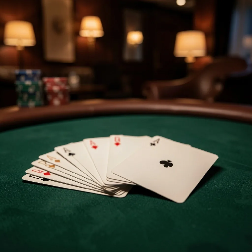 Żetony i karty na suknie pokerowym
