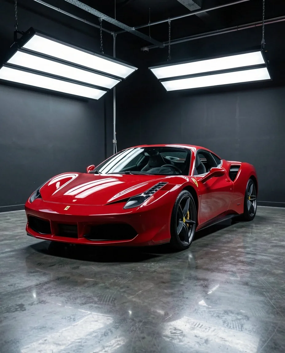Ferrari na stanowisku detailingowym
