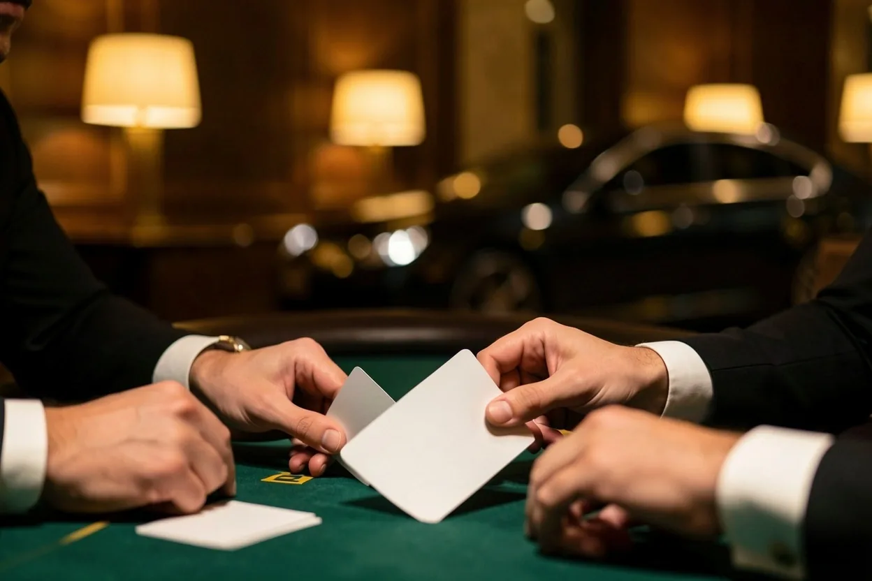 Oświetlony stół pokerowy z góry