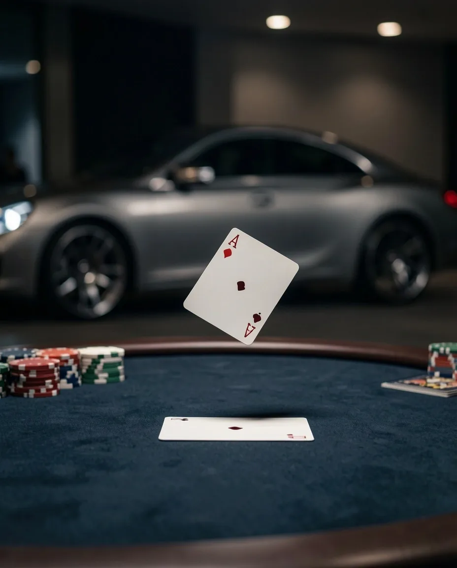 Żetony pokerowe na stole klubowym